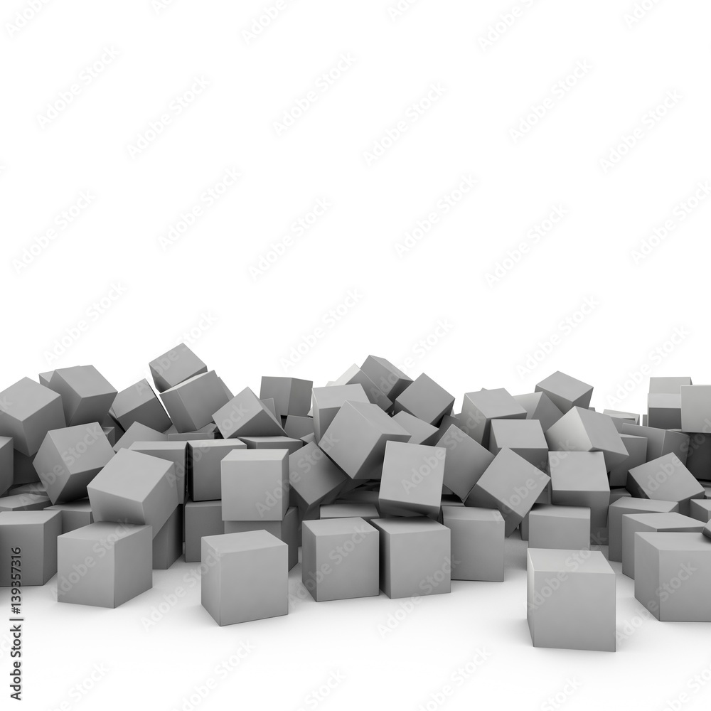 3D cubes composition on white background 3D cubes composition on white background