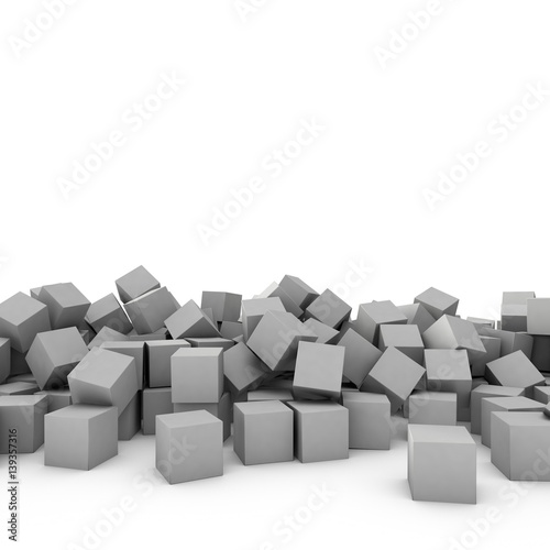 3D cubes composition on white background