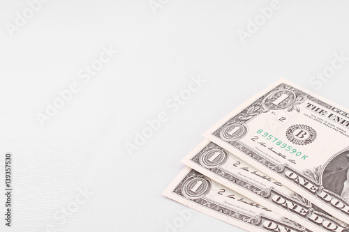 Dollars on a white background closeup