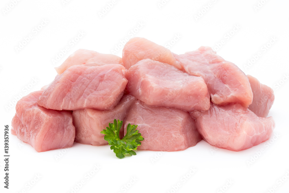 fresh meat on slice on the white background. fresh meat on slice on the white background.