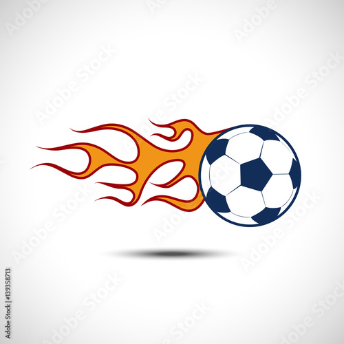 Color Football on Fire Logo. Fireball icon Vector Illustration. Sport Concept.