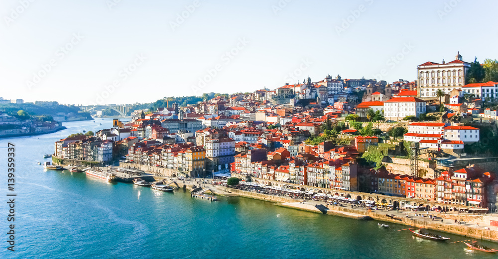 Panorama view across the Douro River, Porto, Portugal