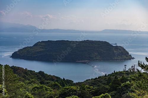 Chiringajima Island from hill top in Ibusuki, Kyushu, Japan