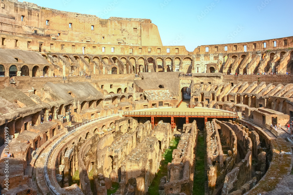 Inside of Colosseum in Rome, Italy
