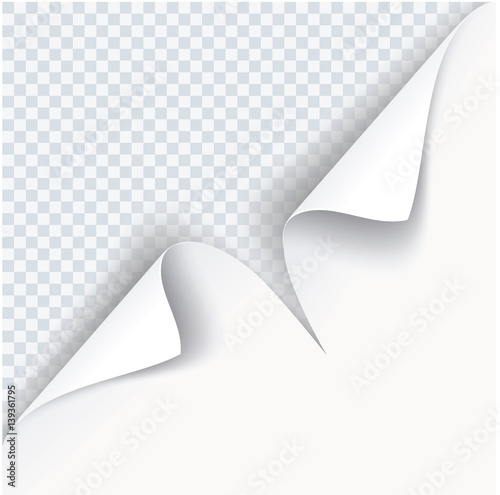 Page curl with shadow on transparent background.