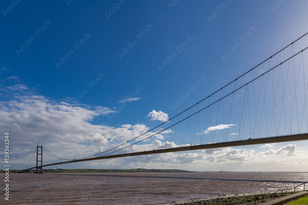 Humber Bridge, East Riding of Yorkshire, UK - looking towards Barton-upon-Humber Humber Bridge, East Riding of Yorkshire, UK - looking towards Barton-upon-Humber