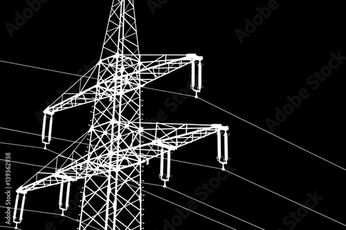 Illustration white silhouette of a power line