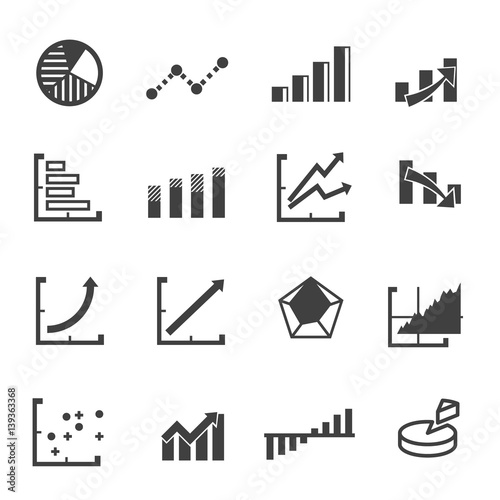 business graph icon set vector