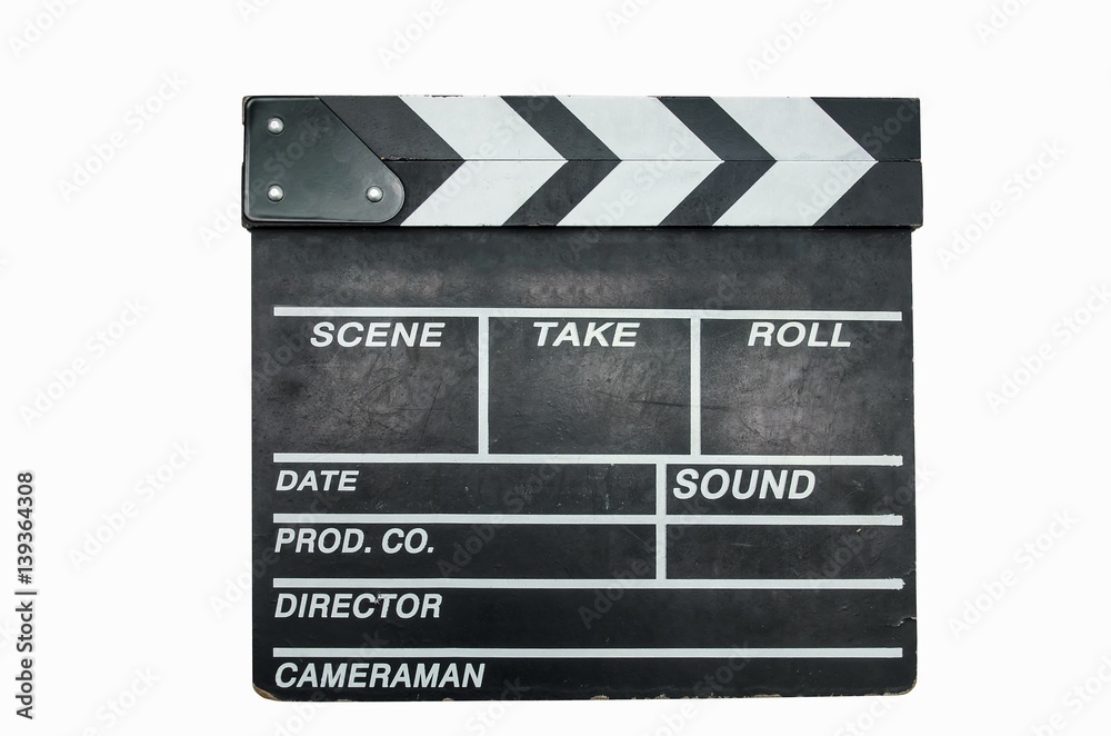 Cinema clapperboard isolated on white background