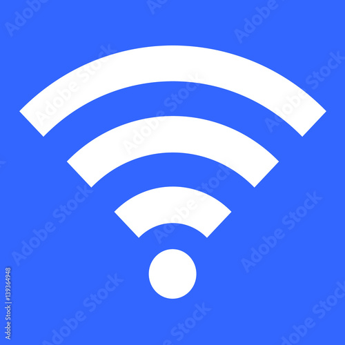 White wifi icon isolated on blue background. Vector illustration.