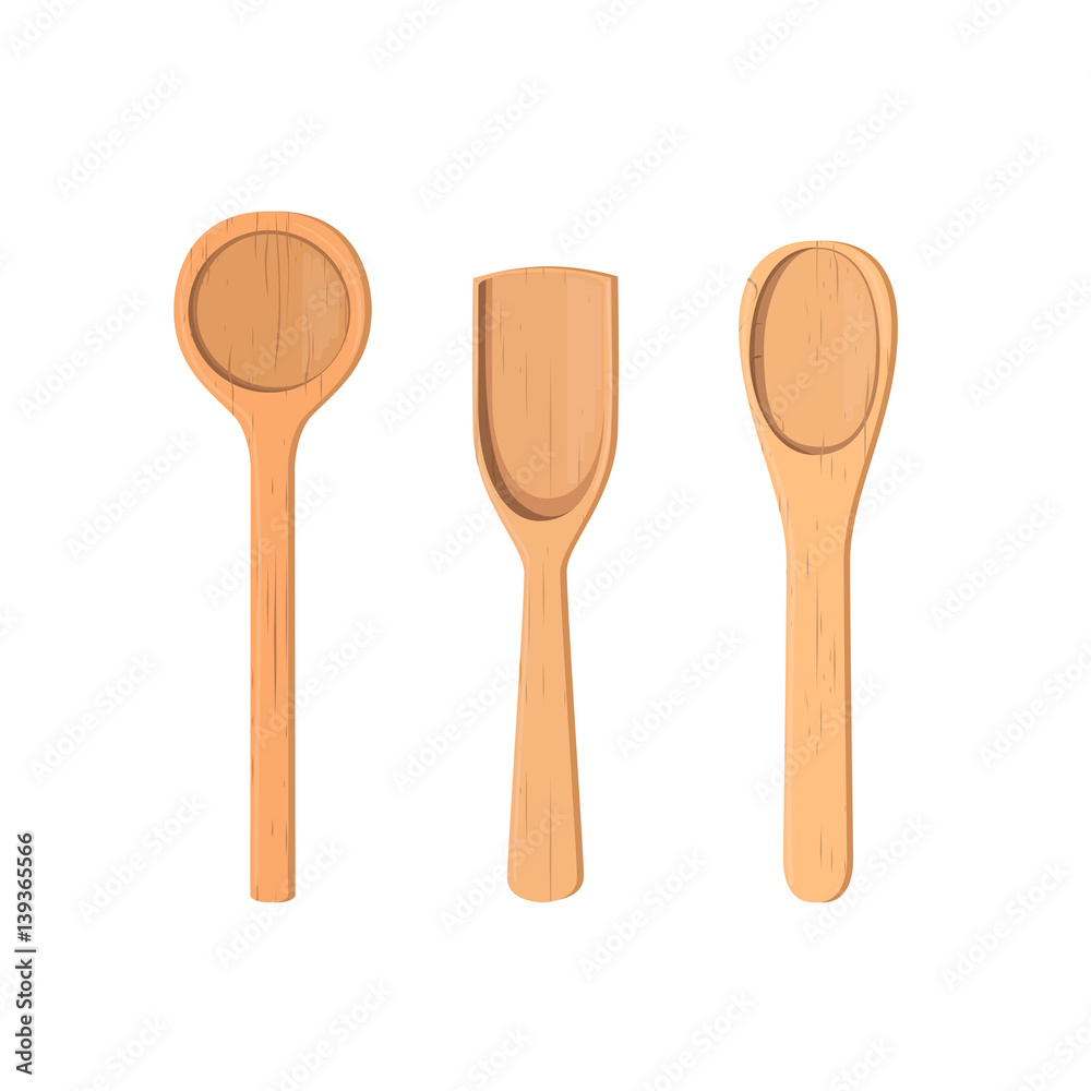 Wooden spoons Collection. realistic. Wooden spoons Collection. realistic.
