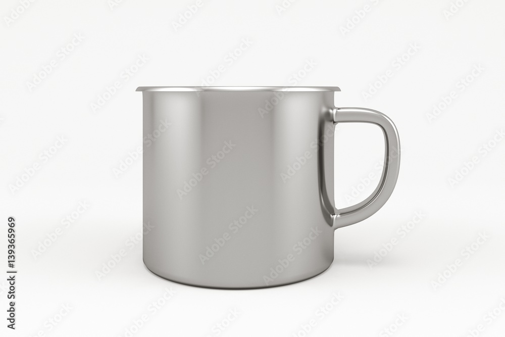 metal mug isolated on white. 3d rendered image