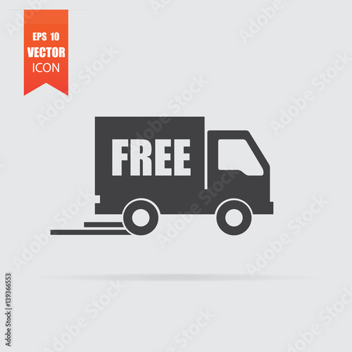 Free delivery icon in flat style isolated on grey background.