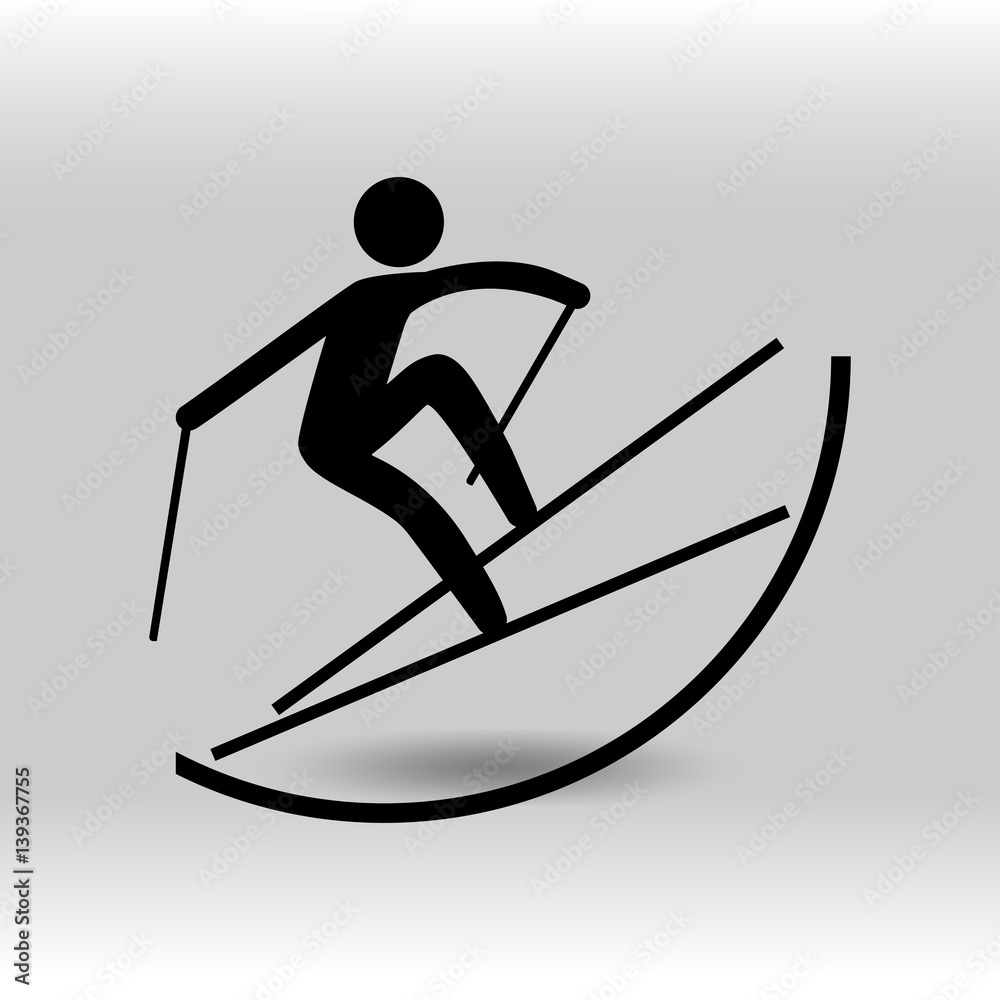 eps 10 vector Freestyle Skiing Halfpipe sport icon. Winter sport activity pictogram for web, print, mobile. Black athlete sign isolated on gray. Hand drawn competition symbol. Graphic design clip art