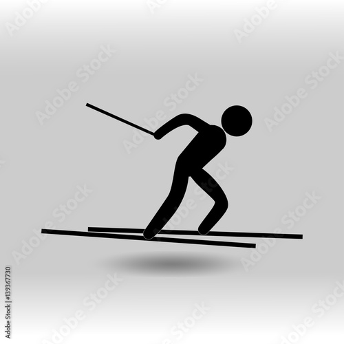 eps 10 vector Cross-country Skiing sport icon. Winter sport activity pictogram for web, print, mobile. Black athlete sign isolated on gray. Hand drawn competition symbol. Graphic design clip art