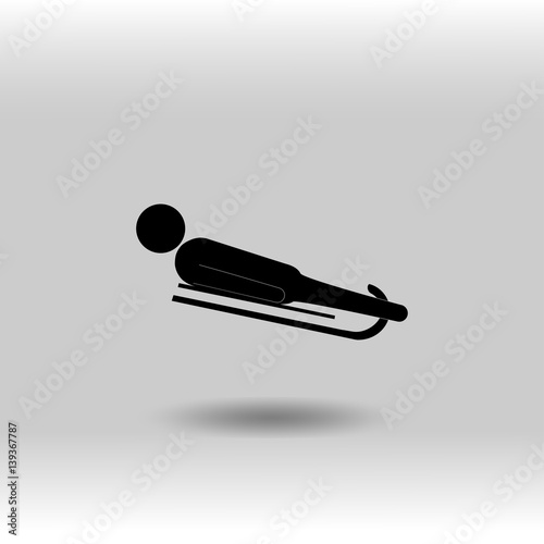 eps 10 vector Luge sport icon. Winter sport activity pictogram for web, print, mobile. Black athlete sign isolated on gray. Hand drawn competition symbol. Graphic design clip art illustration element