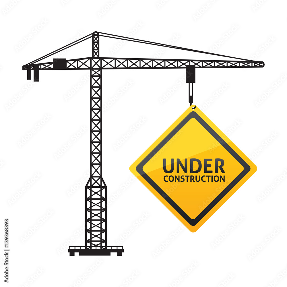 Under construction symbol with crane. Modern design