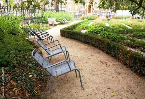 empty chairs in a Park in Amsterdam