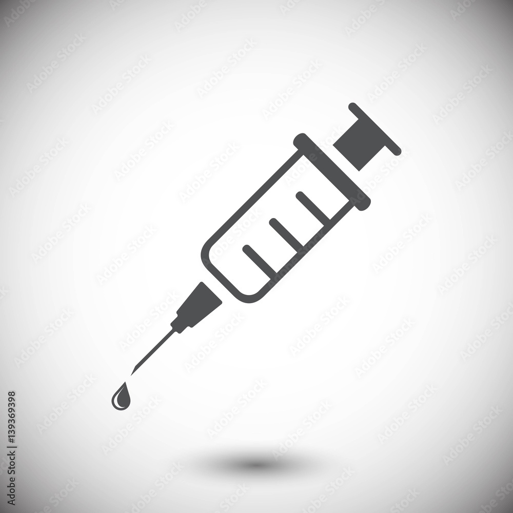 Injection syringe flat icon vector for medical apps and websites Injection syringe flat icon vector for medical apps and websites
