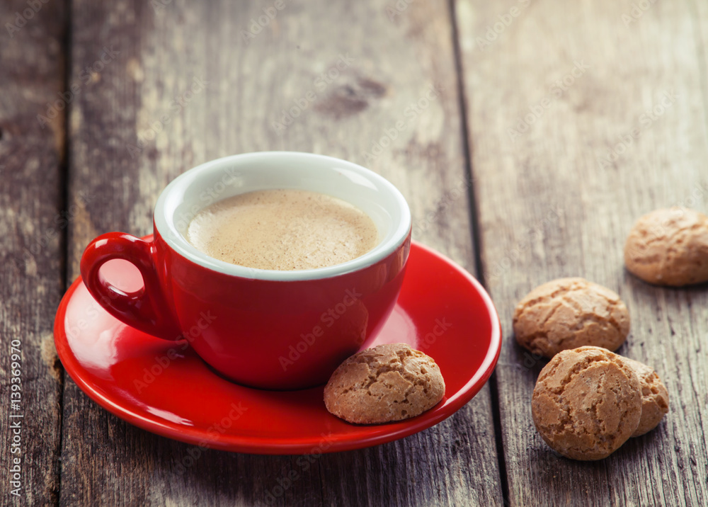 Traditional italian cookies and a cup of coffee