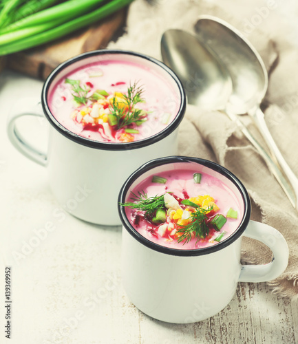 Traditional beetroot cold soup