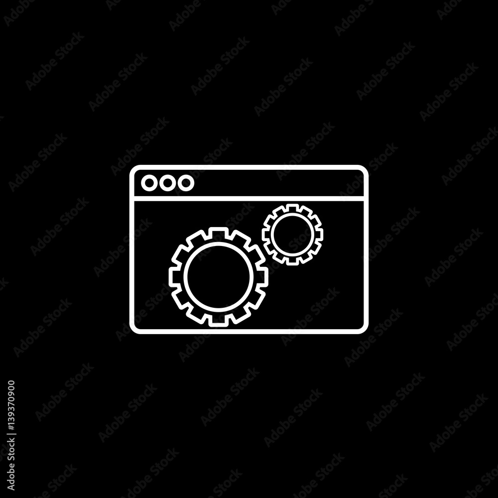 Website optimization line icon, seo & development, browser sign, a linear pattern on a black background, eps 10.