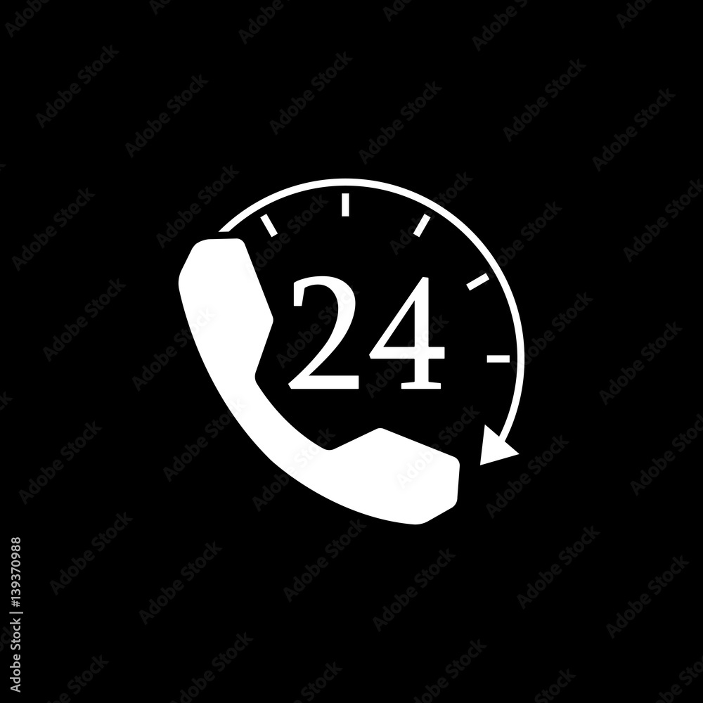 Full time call services solid icon, seo & development, help and support sign, a filled pattern on a black background, eps 10. Full time call services solid icon, seo & development, help and support sign, a filled pattern on a black background, eps 10.