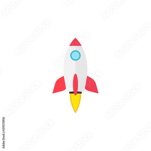 Start up flat icon, seo & development, Rocket sign, a colorful solid pattern on a white background, eps 10.
