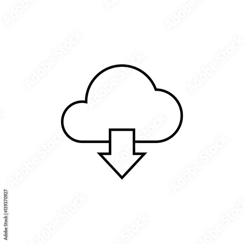 Cloud download line icon, seo & development, download button, a linear pattern on a white background, eps 10.