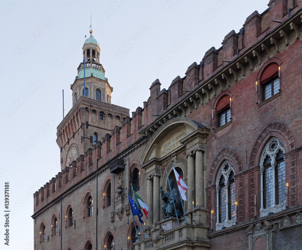 Bologna, Italy, detail of palazzo comunale