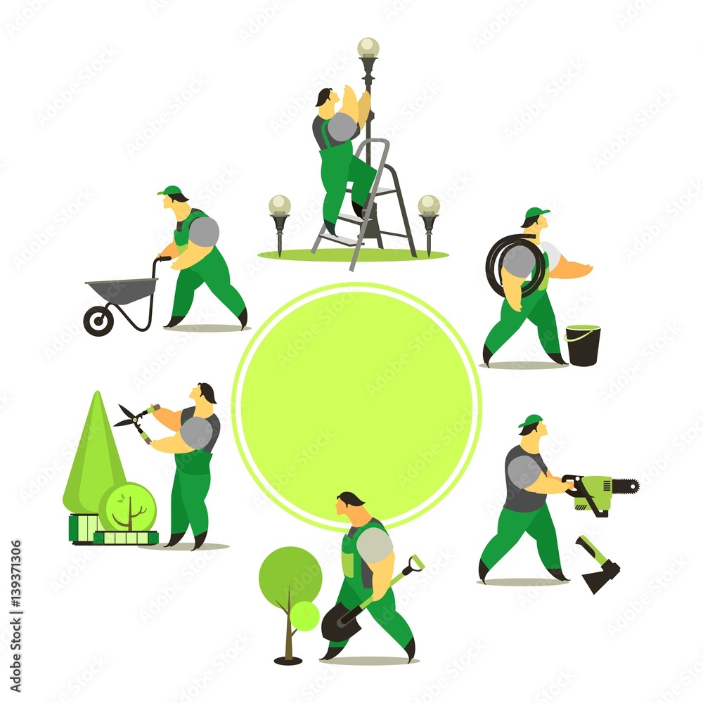 set of garden workers set of garden workers