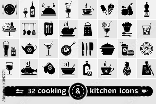 32 Cooking and kitchen icons