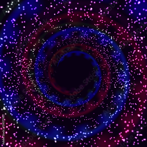 Particles moving in a spiral. receding tunnel