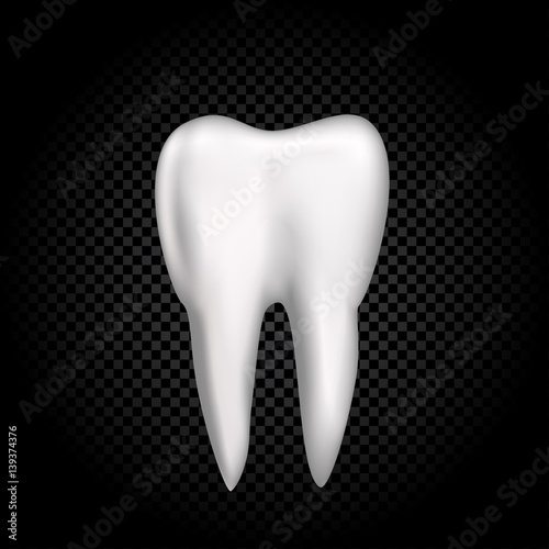 Tooth on dark transparent background