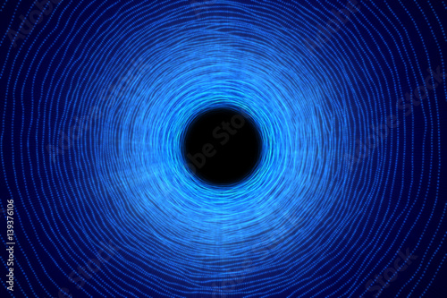 Abstract speed tunnel warp in space  wormhole or black hole  scene of overcoming the temporary space in cosmos. 3d rendering