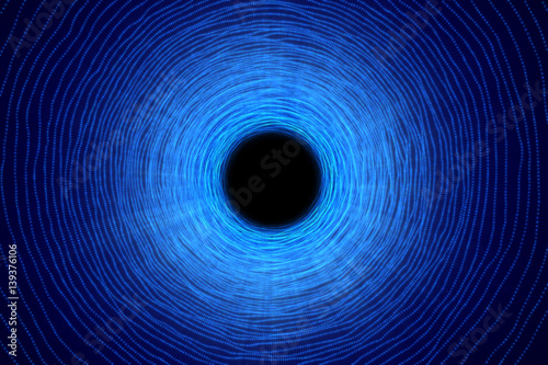 Abstract speed tunnel warp in space, wormhole or black hole, scene of overcoming the temporary space in cosmos. 3d rendering