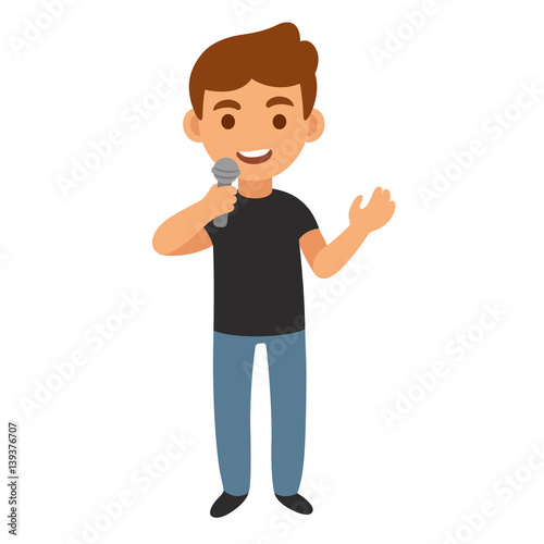 Young man with microphone