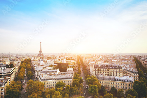 beautiful panorama of Paris with Eiffel Tower, France
