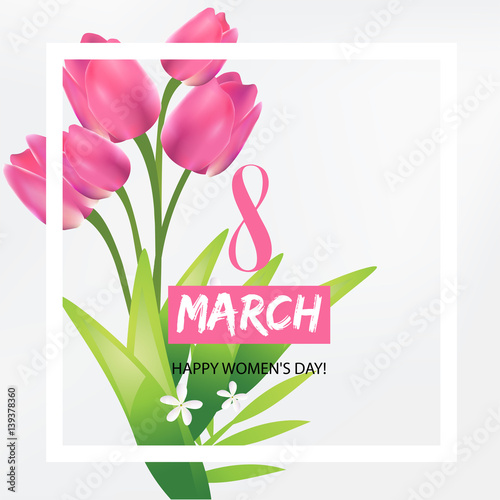 Greeting card template for women's day 8 march