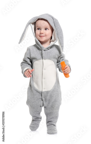 Cute little baby in bunny c...
