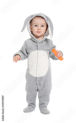 Cute little baby in bunny c...