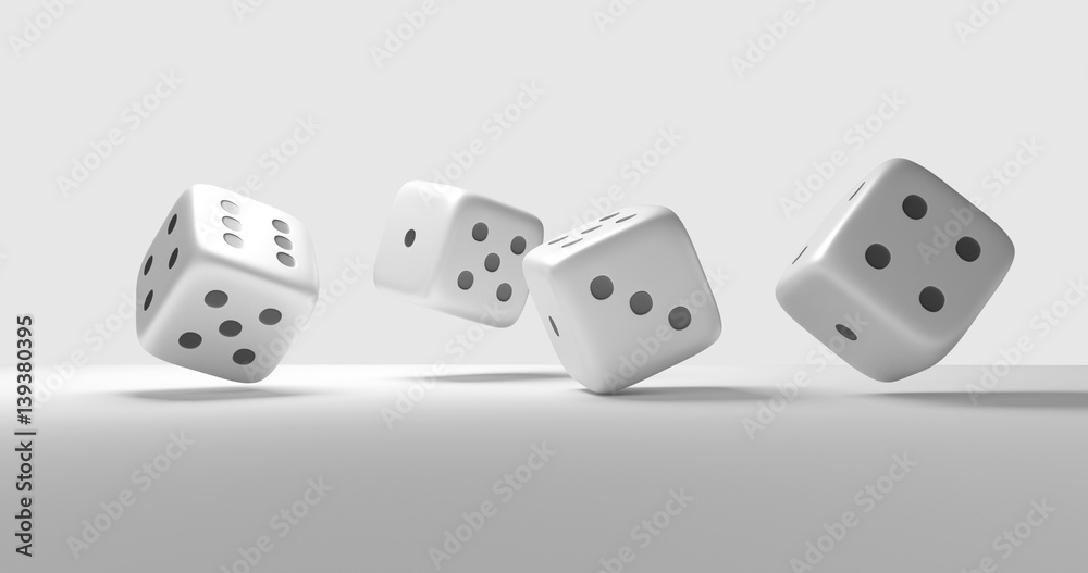 four dices cubes 3d render four dices cubes 3d render