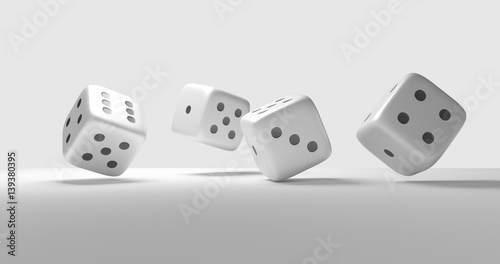 four dices cubes 3d render