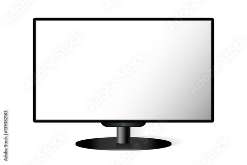 Realistic black modern TV monitor isolated. Vector illustration