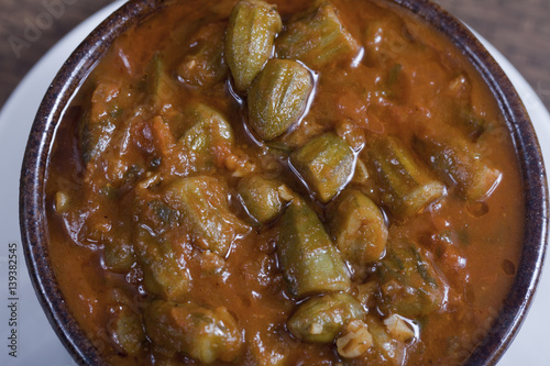 Okra an Famous Egyptian dish called Bamia  photo