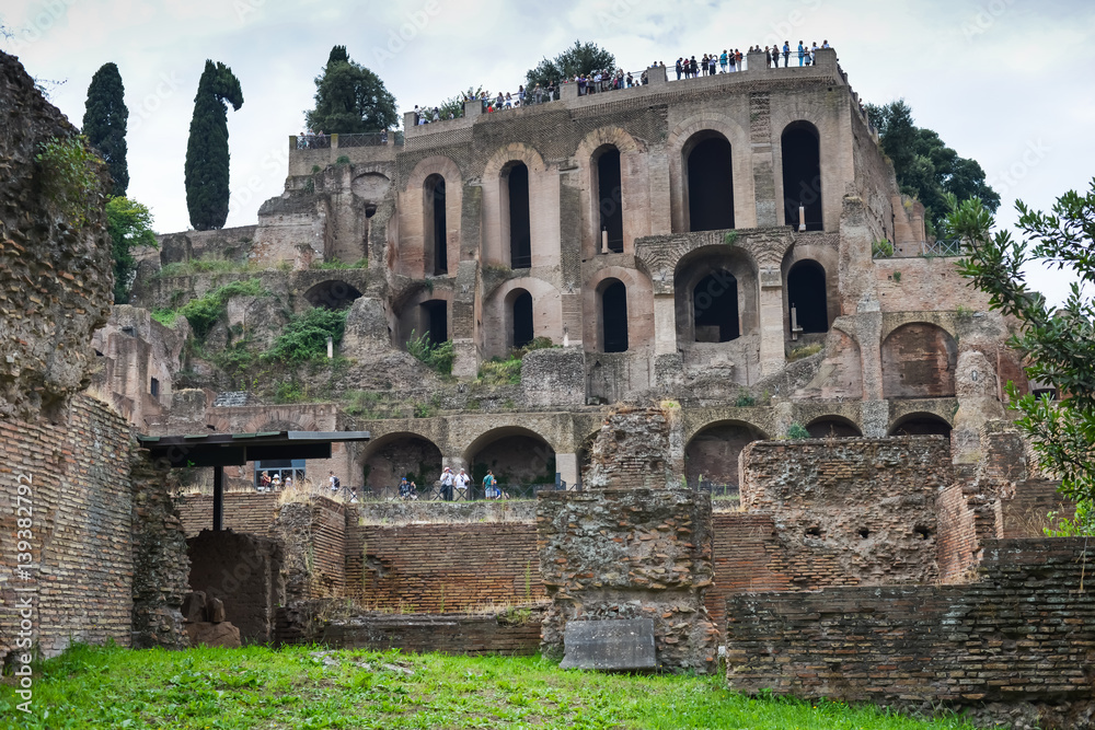 Mont palatin vu du forum romain, Rome, Italie