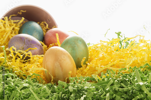 golden highligted easter eggs photo