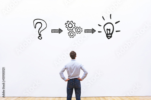 thinking or problem solving business concept photo