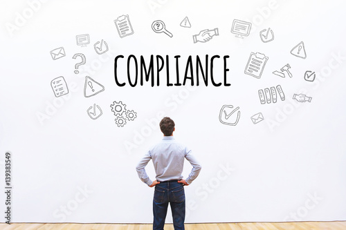 compliance concept on white background with scheme drawn icons