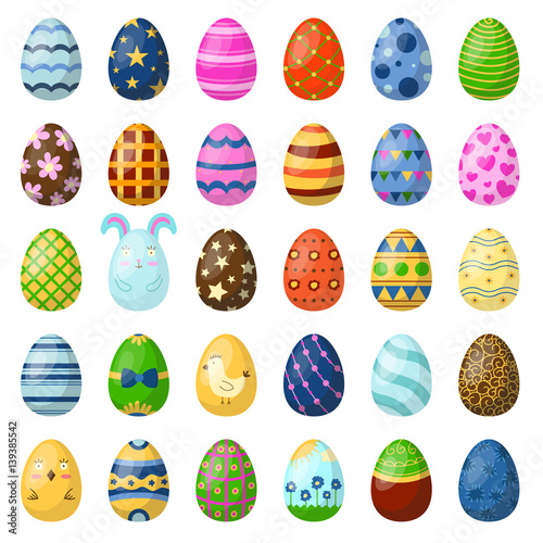 Easter eggs painted with spring pattern vector illustration.